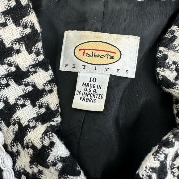 Talbots Houndstooth Black and White Check Blazer, size 10P - Picture 4 of 7